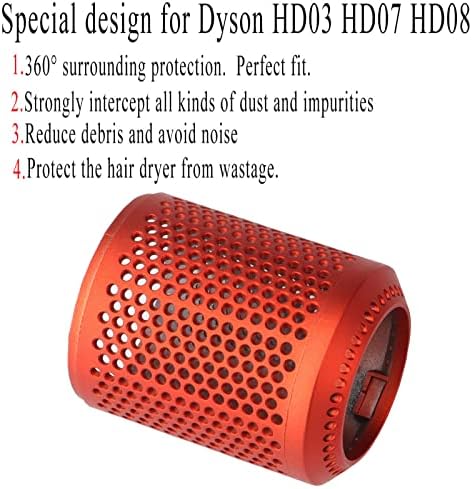 Lveofıelygı Saç Kurutma Makinesi Dış Filtre (Kırmızı) Yedek Uyumlu Dyson Süpersonik Saç Kurutma Makinesi HD03 HD07 HD08 Modelleri,