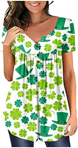 Kadın Aziz patrick Günü Kısa Kollu Üstleri Gizlemek Göbek Tunik Yaz T Shirt Henley Tişörtleri Şık Casual Bluzlar Tees