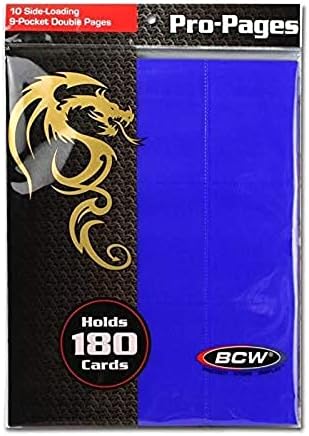 BCW Malzemeleri Mavi Çift Taraflı 9 Cepli Sayfa Tutucu (10'lu Paket)
