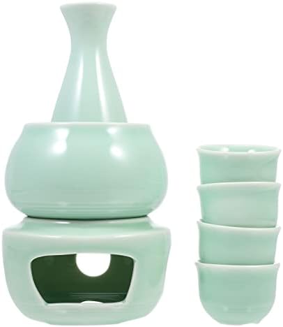 DOITOOL Servis Eşyaları Seti Seramik Sake Seti İsıtıcı Pot, Stovetop Porselen Çömlek Sıcak Saki içme şişesi Çin çay fincanları