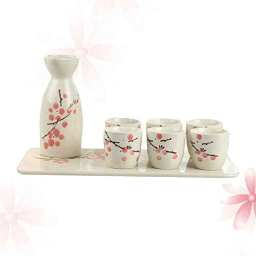 Homoyoyo Kahve Kupa Seti Seramik tabak seti Japon Sake Seti Seramik Sıcak Sake Porselen Çiçek Deseni Japon Sake Seti Japon