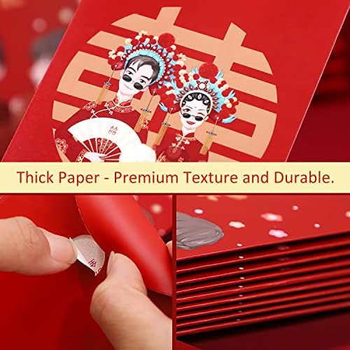 Baiwovis Çin Kırmızı Zarflar Düğün için-10 Adet Şanslı Para Zarflar Dilek, Gelin ve Damat Desenleri, aksesuarları Çin Düğün