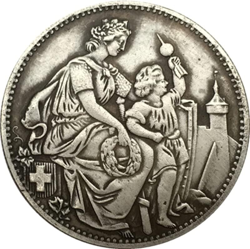1865 İsviçre Paraları Bakır Gümüş Kaplama Antika Paralar Paralar El Sanatları Koleksiyonu Darbe Olabilir