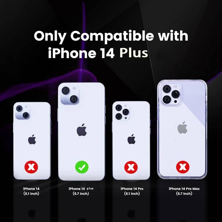 Crosspace Crossbody Telefon Cüzdan Kılıfı Kart Tutuculu iPhone 14 Plus ile Uyumlu, Kolayca Birçok Kart,Premium Deri,Yükseltilmiş