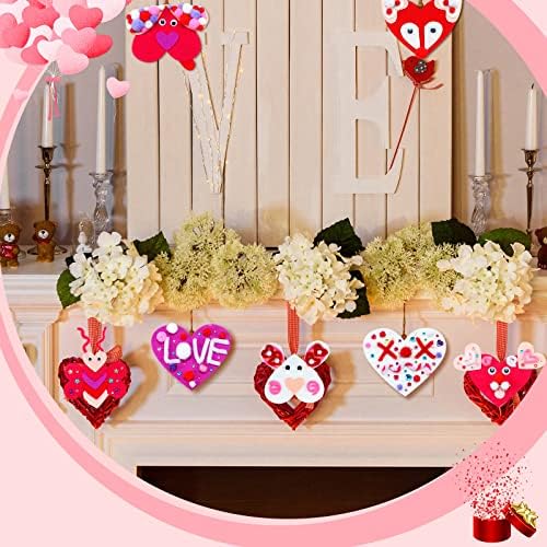 675 Parça Sevgililer Günü El Sanatları DIY Keçe Kalp Çocuklar Sevgililer Zanaat Kitleri Dahil Keçe Kalpler Pom-poms Temizleyiciler