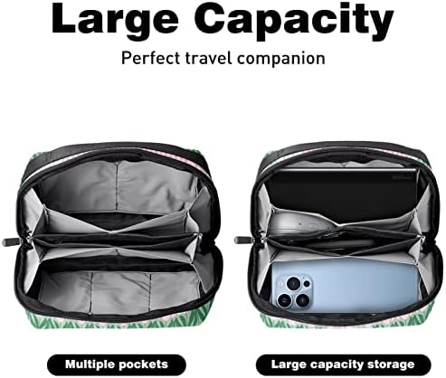Taşıma çantası Seyahat kılıf çanta USB kablo düzenleyici Cep Aksesuar Fermuar Cüzdan, Lale Yeşil Karikatür Bitki Çiçek Anneler