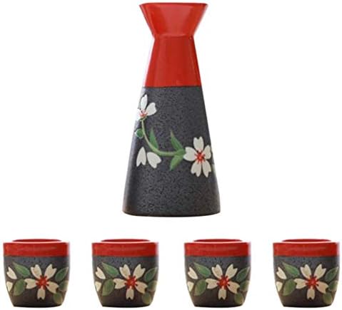 VORCOOL Japon Sake Fincan Kiraz Çiçekleri Porselen Sake Seti Seramik çay fincanları Geleneksel Tokkuri Şişe Çay Fincanı Sake