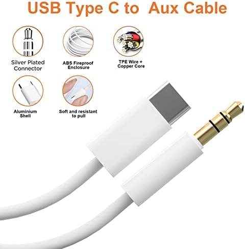 Toxaoıı USB C 3.5 mm Aux Ses Kablosu, tip C Aux Kulaklık Kablosu ile Uyumlu Anker JBL Sony akıllı bluetooth hoparlör Kulaklık