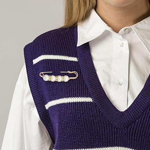 8 Paket İnci Broş Pins Anti-Pozlama Yaka Pimleri Üstleri Dekorasyon Pimleri Giyim Kazak Broş Gömlek Şal Klipleri (4 Stil)