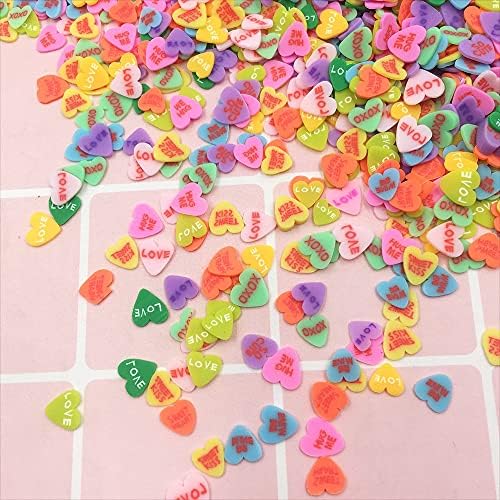 KEMEİLİAN RTAO10 50g 5mm Lovley Renkli Kalp Kadm Dilimleri Polimer Caly Sprinkles El Sanatları Scrapbooking için telefon