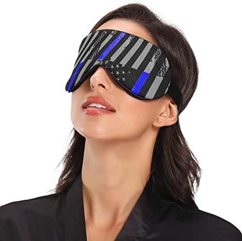 Unisex Uyku Göz Maskesi Ince-Mavi-çizgi-Bayrak-Polis Gece Uyku Maskesi Rahat Göz Uyku Gölge Kapak