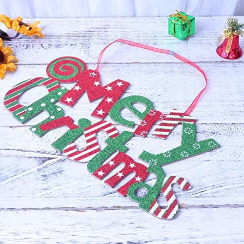Amosfun 30 cm Noel Duvar Asılı İşareti Glitter Merry Christmas Duvar Plak Kapı asılı dekorlar için Noel Tatil Parti Süsler