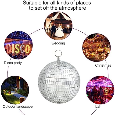 Disko Topu, 6 Ayna Topu Gümüş Disko Topu Dekor Asılı Halka ile Parti DJ Sahne Kulübü Ev Dekorasyon, 2 Paket