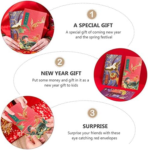 Amosfun Çin Kırmızı Zarf 12 adet 2021 Kırmızı Zarflar Çin Kırmızı Zarflar Kırmızı Paketler Yeni Yıl Noel Malzemeleri (Rastgele