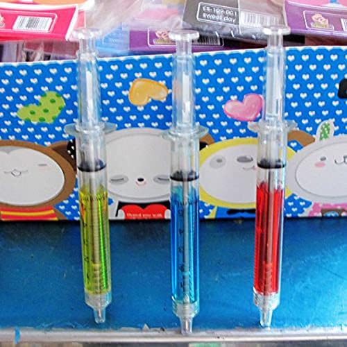 Şırınga Kalemler Tükenmez Jel Kalemler: Geri Çekilebilir Eğlenceli Yenilik Kalem Hemşireler için Siyah Mürekkep Kalemler
