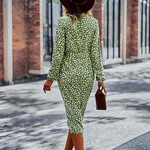 NOKMOPO Uzun Kollu Elbiseler Kadınlar için 2023 Moda İlkbahar ve Sonbahar Boho Yuvarlak Boyun Elbise