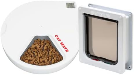 Cat Mate C500 Otomatik Besleyici ve Daha Yakın Evcil Hayvanlar 4 Yollu Kilitleme Kedi Kapağı w/Kapı Astarı-Yeni Evcil Hayvan