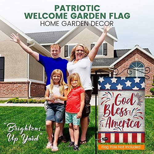 Home4Ever 4 Temmuz Bahçe Bayrağı-12,5 X 18 inç Çift Taraflı Baskı Tanrı Amerika'yı Korusun Afiş-Anma Günü Ev Sundurma, Çim,