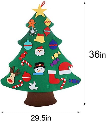 CCINEE keçe yılbaşı ağacı, 3.2 FT DIY Noel Ağacı ile 32 PC Ayrılabilir Süsler Duvar Dekor için Toddlers Çocuk Noel Hediyeler