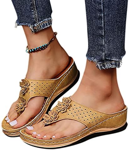 Kadınlar için ortopedik Sandalet, Kadın Yürüyüş Terlik Kemer Desteği ile Kaymaz Nefes Sandalet Flip Flop Üzerinde Kayma