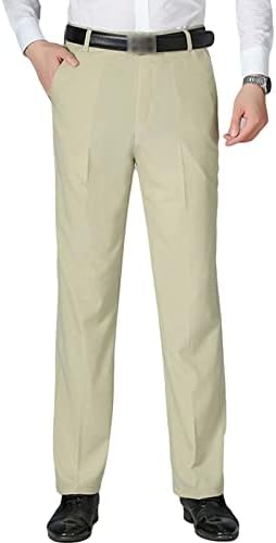 Maiyifu-GJ Erkekler Klasik Streç Konfor Pantolon Düz Fit Düz Ön Konik Takım Elbise Pantolon Hafif Kırışıklık Dayanıklı Pantolon