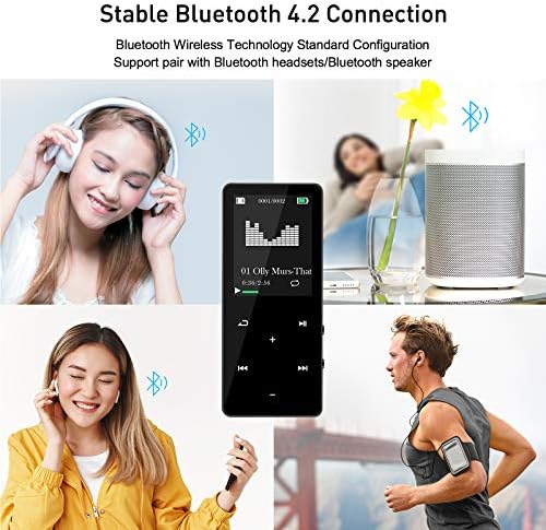 MP3 Çalar ile Bluetooth 40 GB Taşınabilir Müzik Çalar ile Kulaklık Dahili Hoparlör Yürüyüş Koşu için Uygun Dokunmatik Düğmeler