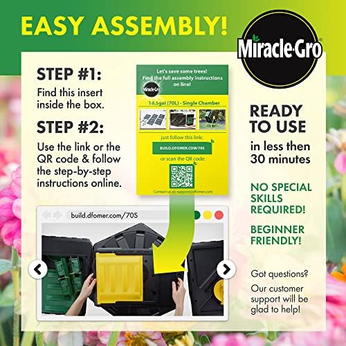 Miracle-Gro Küçük Kompost Makinesi-Kompakt Tek Odacıklı Açık Bahçe Kompost Kutusu Ağır Hizmet Tipi-UV Korumalı Tornalama