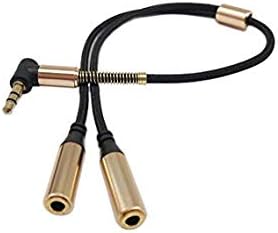 Ses dağıtıcı kablosu Kablosu, Haokiang Altın Kaplama 90 Derece Sağ Açı 3.5 mm Erkek 2 Kadın Jack Kulaklık Ses Stereo Y dağıtıcı
