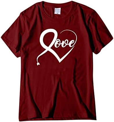 T Shirt Kadın Artı Boyutu Sevgililer Günü Gömlek Aşk Baskı Üst kısa kollu t-shirt Sevimli grafikli tişört