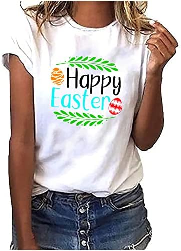 2023 Camiseta Estampado Pascua Moda Mujer Blusa Manga Corta Tops Cuello Redondo Camisetas sueltas Camisetas de Playa