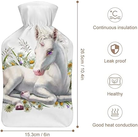Beyaz Unicorn Sıcak Su Şişesi için Yumuşak Kapaklı Sıcak Kompres ve Soğuk Terapi Ağrı kesici 6x10. 4in