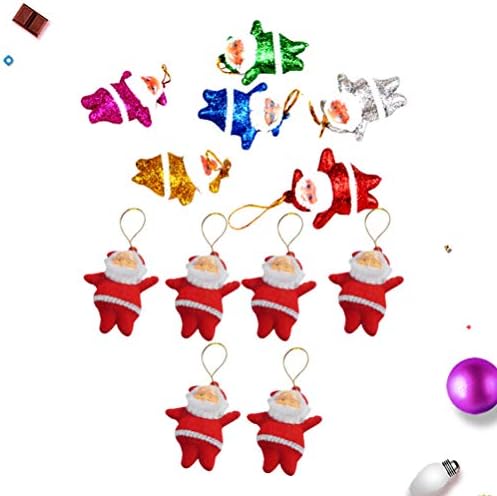 Amosfun Noel Baba Dekorasyon 12 pcs Glitter Mini Santa Süsler Noel Asılı Süslemeleri Süsler için Çanta Anahtar Telefon Noel