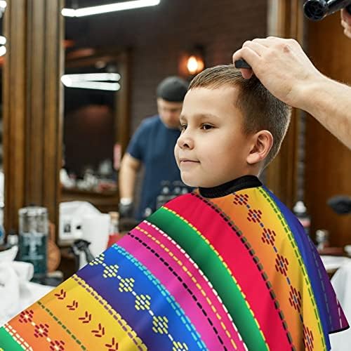 Etnik Meksika Renkli Çizgili Berber Pelerin Profesyonel Saç Kesimi Önlük Sevimli Saç Kesme Pelerin Erkek Kız için