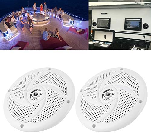 Akozon 1 Çift Deniz Hoparlörler, 6.5 in Çift Kanal 60W Ses Beyaz ABS Plastik Tam Aralıklı Hoparlörler için fit Yat RV Araba