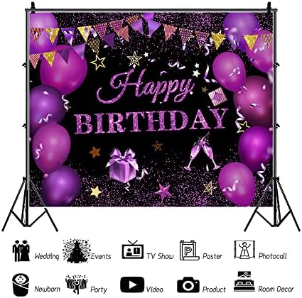 Mor Mutlu Doğum Günü Balon Zemin Mor ve Siyah Balonlar Doğum Günü Partisi Fotoğraf Arka Plan Yıldönümü Partisi Kızlar Kadınlar