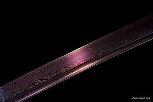 PJXC El Yapımı Mor Katlanmış Çelik Japon Samuray Kılıcı Katana Tam Tang Keskin Bıçak