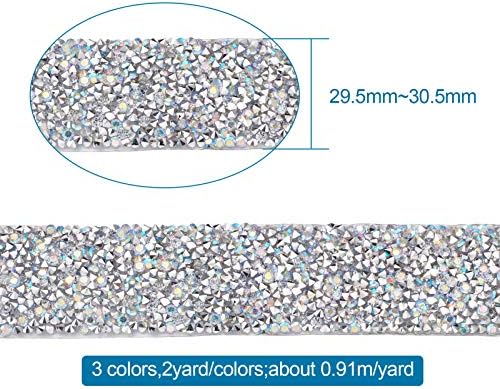 Craftdady 6 Yards Glitter Rhinestone Şerit Karışık Kristal AB Renk Düzeltme Reçine Elmas Bantlama Kemer Şerit Rulo 29.5 /