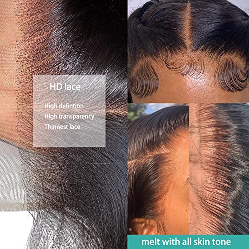 Allıggıc 5x5 HD Dantel Kapatma Peruk İnsan Saçı Ön Koparıp Aşınma Ve Gitmek Tutkalsız Peruk Siyah Kadınlar için Bebek Saç
