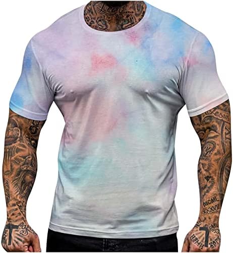 Erkek kısa kollu tişört Serin Kravat boya Baskılı O-Boyun Spor Casual Gömlek Tees Kazak Kazak Bluz