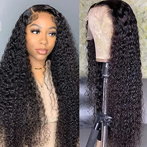 Brezilyalı Derin Kıvırcık Dalga HD şeffaf dantel ön peruk ıslak dalgalı insan saçı 13x4 Kulak sırma ön peruk Siyah Kadınlar