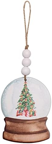 Collins Boyama Ahşap Karlı Sahneler Noel Süsleri-Kar Küresi, Pencere Şekilleri-Rustik Çiftlik Evi Noel Dekoru-Kolay Asılan
