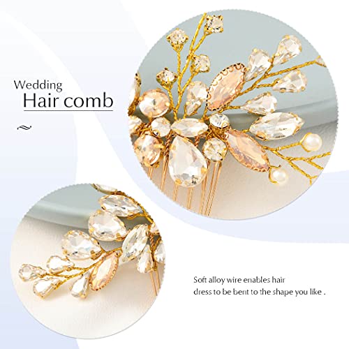 Catey Kristal Gelin Düğün Saç Tarak Altın Yan Tarak Taklidi saç parçası Gelin Saç Klipleri saç aksesuarları Kadınlar ve Kızlar
