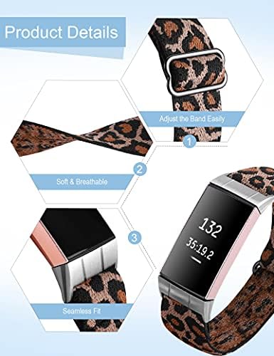 Wearlizer 2 Paket elastik bantlar Fitbit Şarj 4/Şarj 3/Şarj 3 SE ile uyumlu, ayarlanabilir Sıkı Naylon Döngü Yedek Kayış