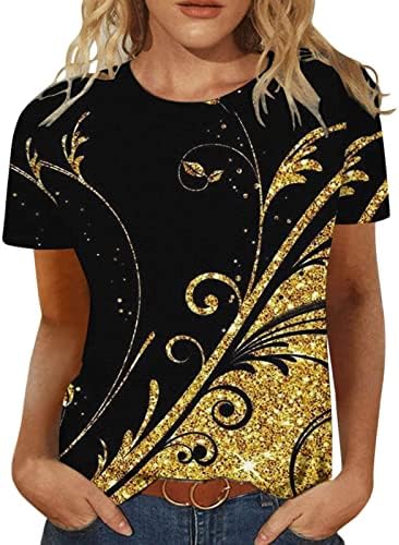 Bayan Uzun Kollu Rahat T Shirt Kadınlar için Moda Çiçek Baskı Gömlek Yuvarlak Boyun Kısa Kollu Tee