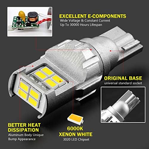 JDM ASTAR Yüksek Performanslı Süper Parlak 1: 1 Tasarım 3020 Cips 921 912 Yonga Setleri Beyaz LED Ampuller Yedekleme Ters