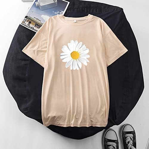【ABD Stokta】 kadın günlük t-shirt Ayçiçeği Baskı Kısa Kollu Gevşek Crewneck Hafif Kazak Tops