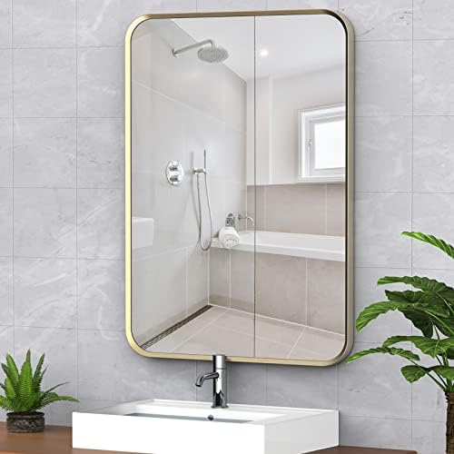 Muzulı 20x30 inç Altın Çerçeveli Dikdörtgen Ayna banyo aynası Duvar Dekor için Asılı Yatay veya Dikey Banyo Yatak Odası Oturma