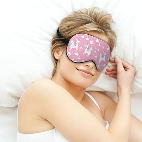 Gökkuşağı ünikorn Baskılı Uyku Göz Maskesi Yumuşak Körü Körüne Göz Kapağı Ayarlanabilir Kayış ile Gece Siperliği Seyahat