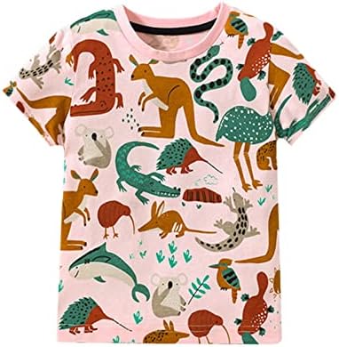 Yürümeye başlayan Çocuk Kısa Kollu Tees Pamuk Rahat Hayvanlar Grafik Crewneck Yaz üst giysi T Shirt Yürümeye Başlayan Kazak
