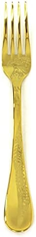Mepra AZB1097CA1102 Caccia Oro Masa Çatalı, [24'lü Paket], 20,95 cm, Cilalı Altın Kaplama, Bulaşık Makinesinde Yıkanabilir